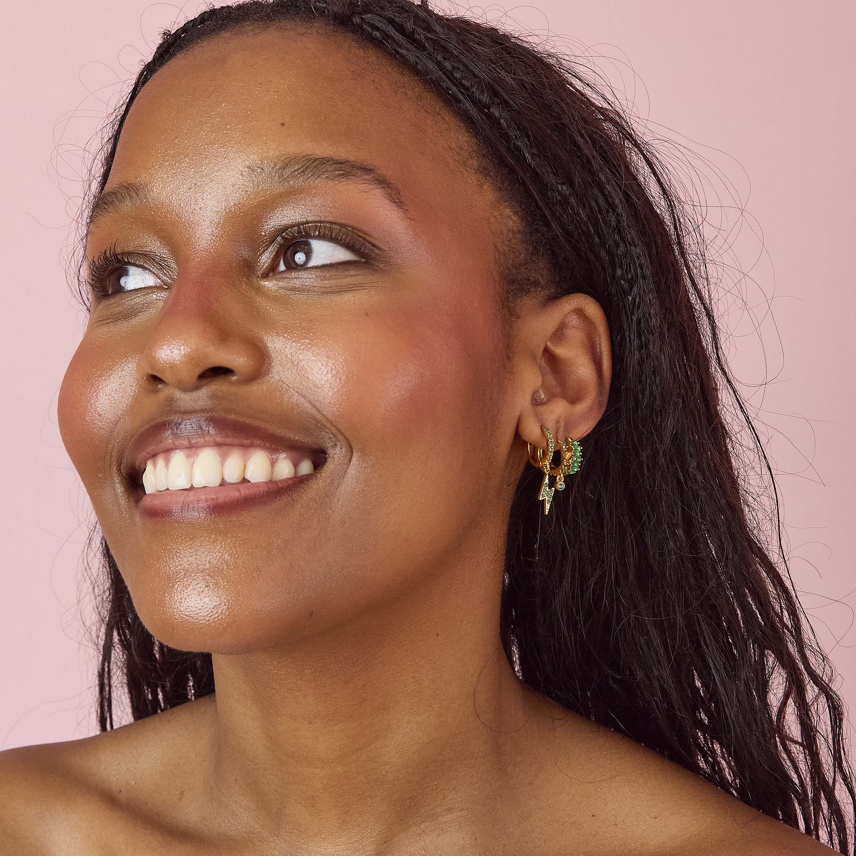 Talitha Green Lightning Huggie Earrings - Image 3