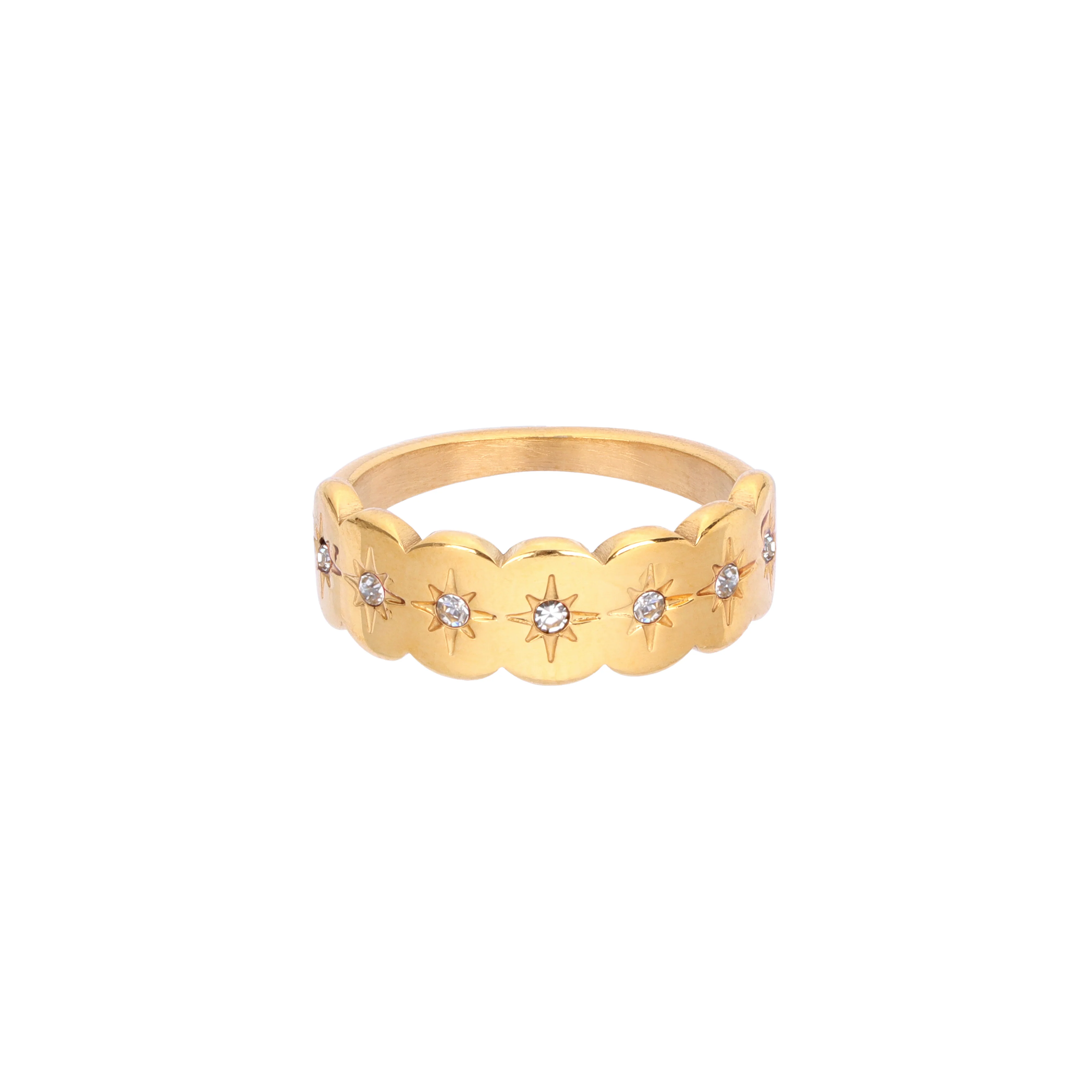 Tallulah Gold Crystal Scallop Star Ring