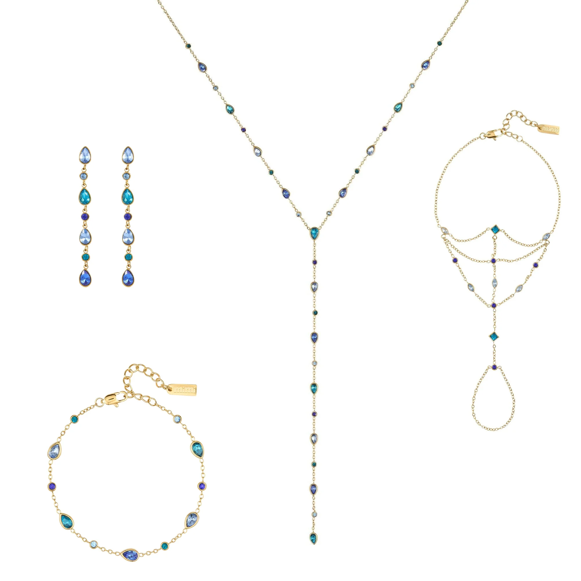 The Araminta, Kareena, Freya & Beatrice Gold Blue Stacking Set
