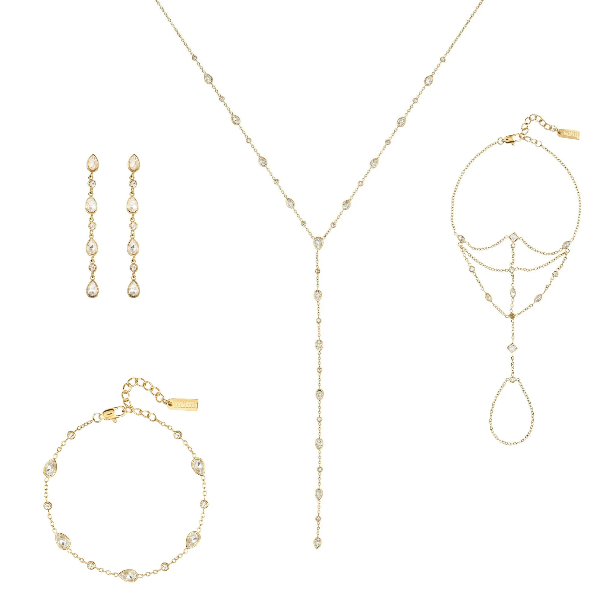 The Araminta, Kareena, Freya & Beatrice Gold Crystal Stacking Set
