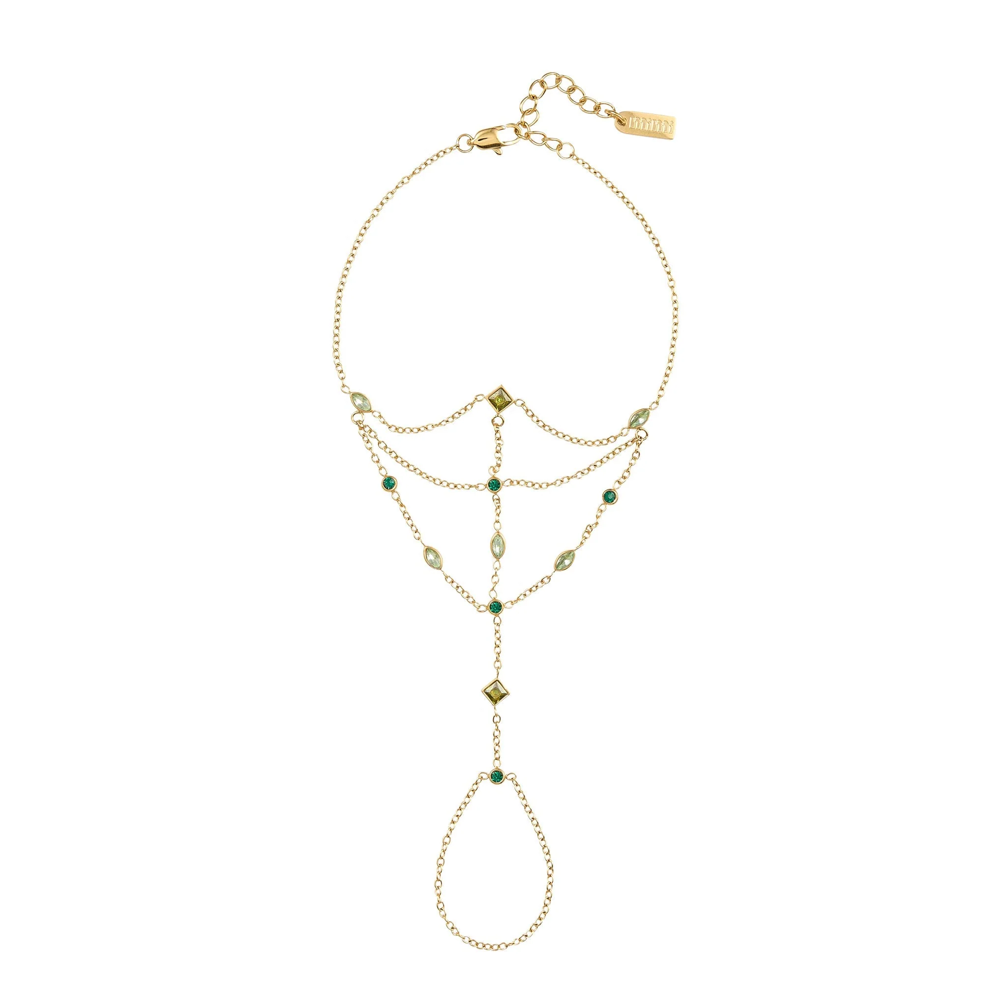 The Araminta, Kareena, Freya & Beatrice Gold Green Stacking Set - Image 3