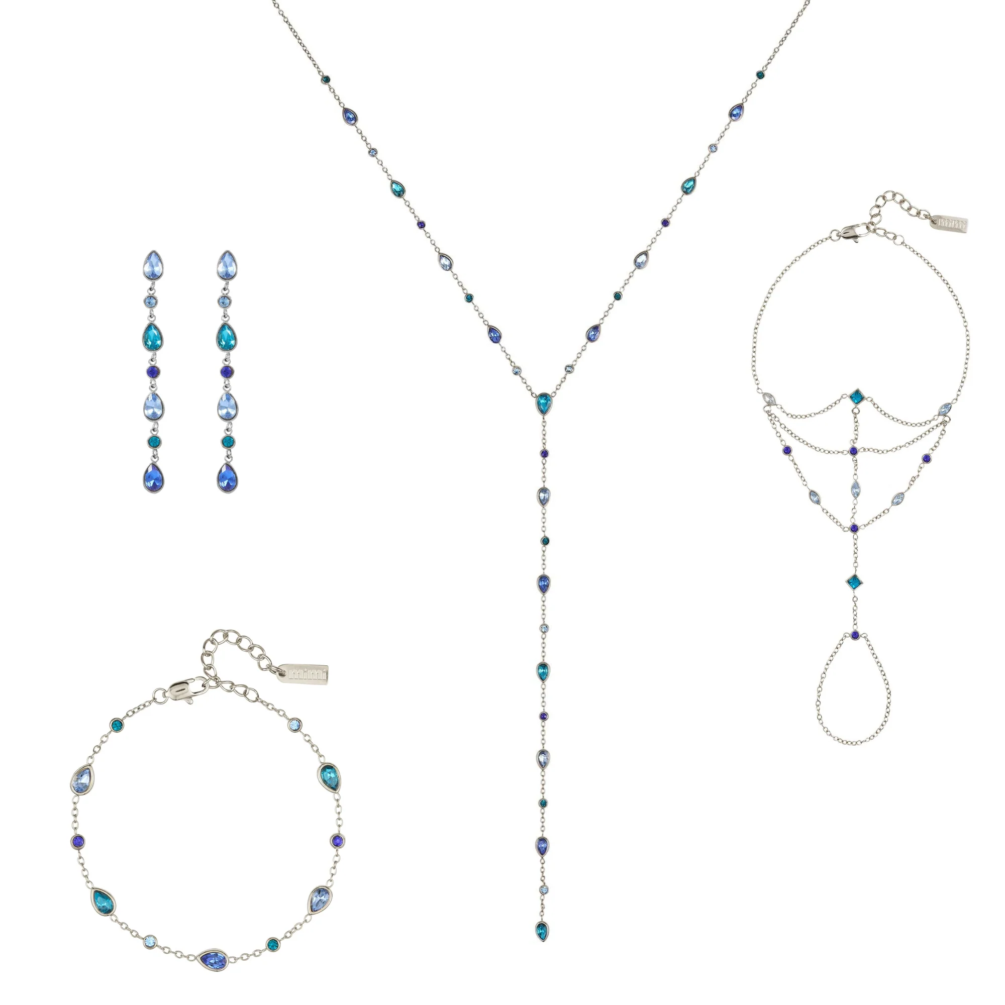 The Araminta, Kareena, Freya & Beatrice Silver Blue Stacking Set