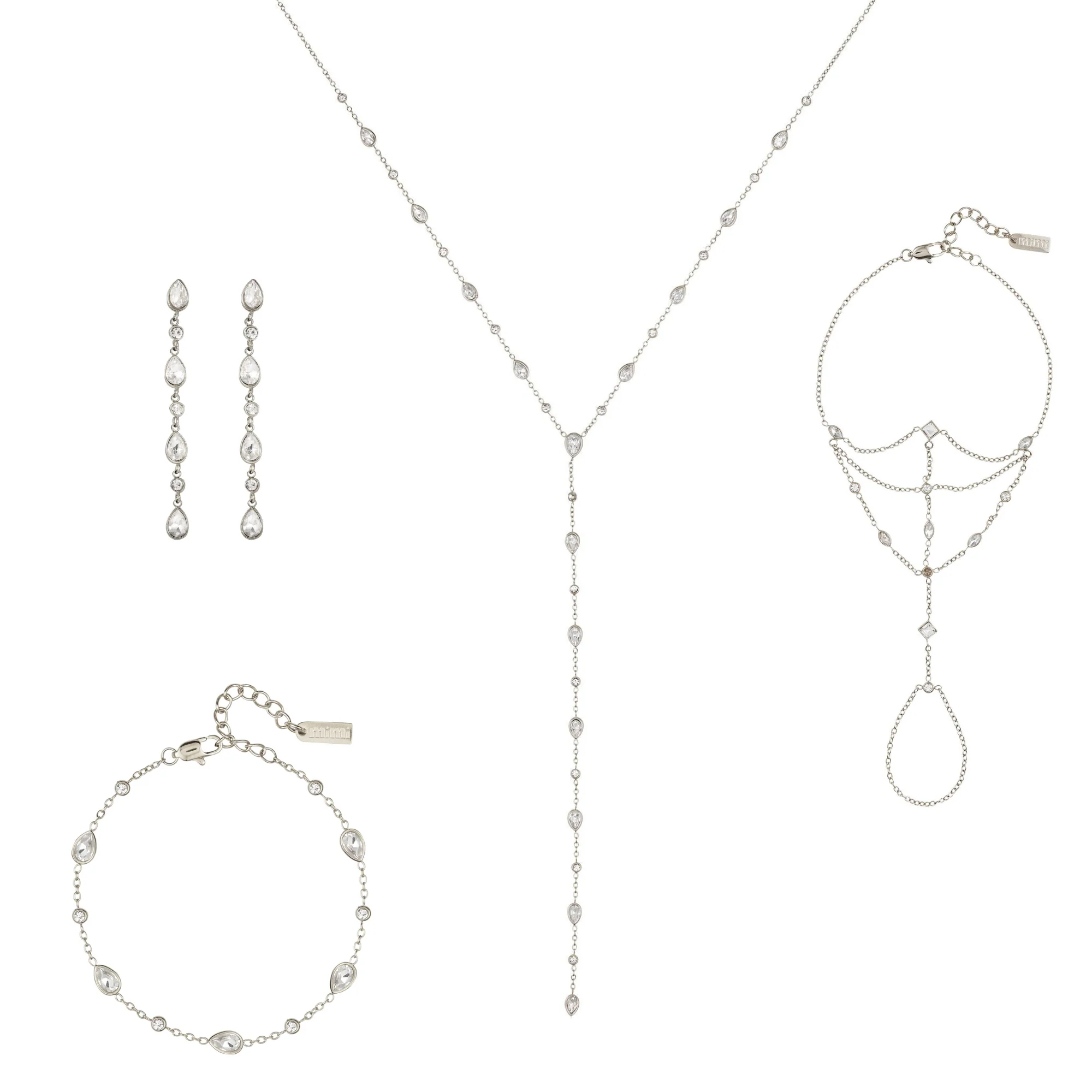The Araminta, Kareena, Freya & Beatrice Silver Crystal Stacking Set