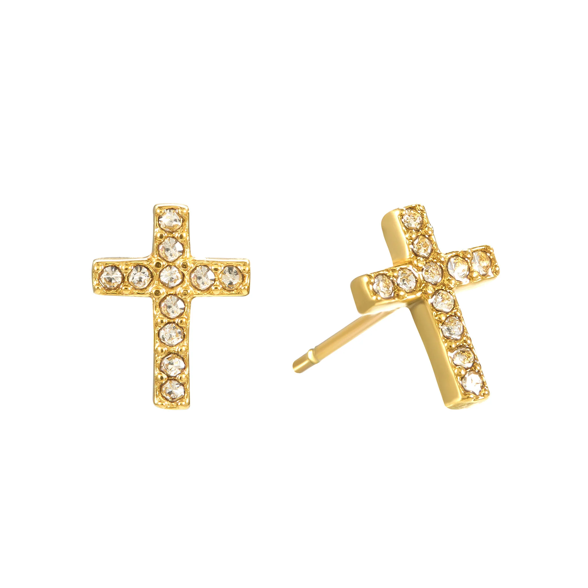 Camilla Gold Crystal Cross Stud Earrings