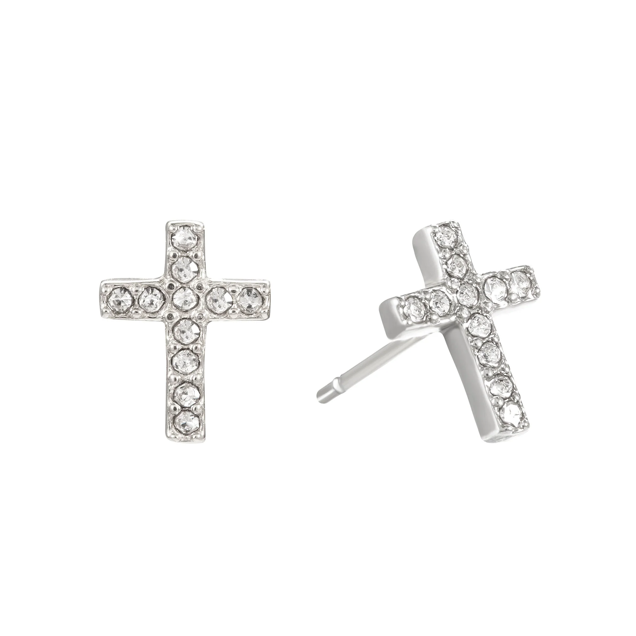 The Camilla Cross Huggie & Camilla Cross Stud Silver Crystal Stacking Set - Image 3
