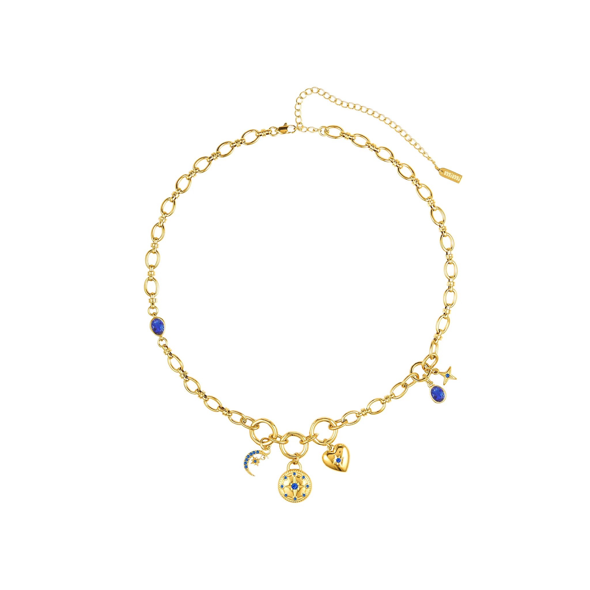 Chloe Gold Blue Charm Necklace