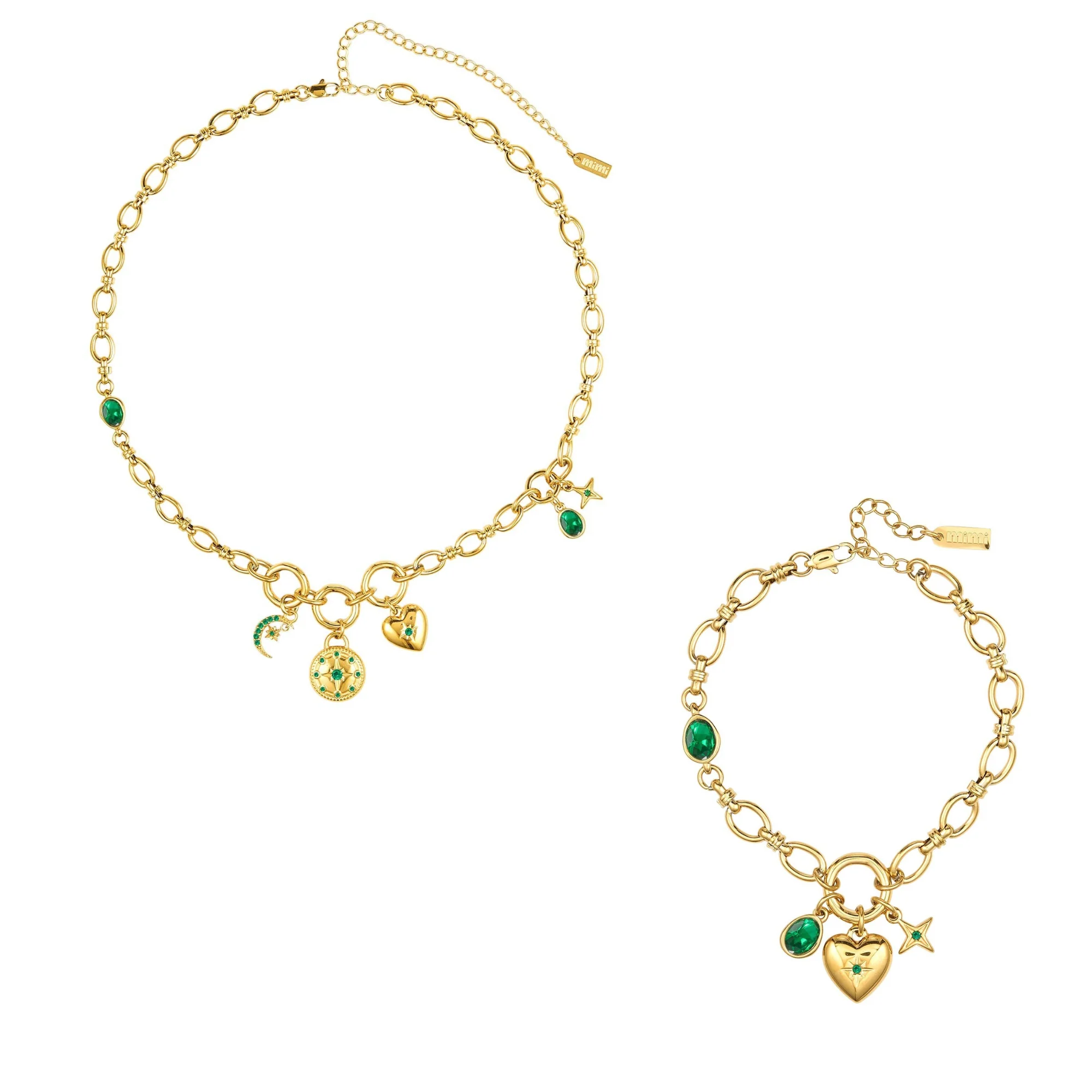The Chloe & Charli Gold Green Stacking Set