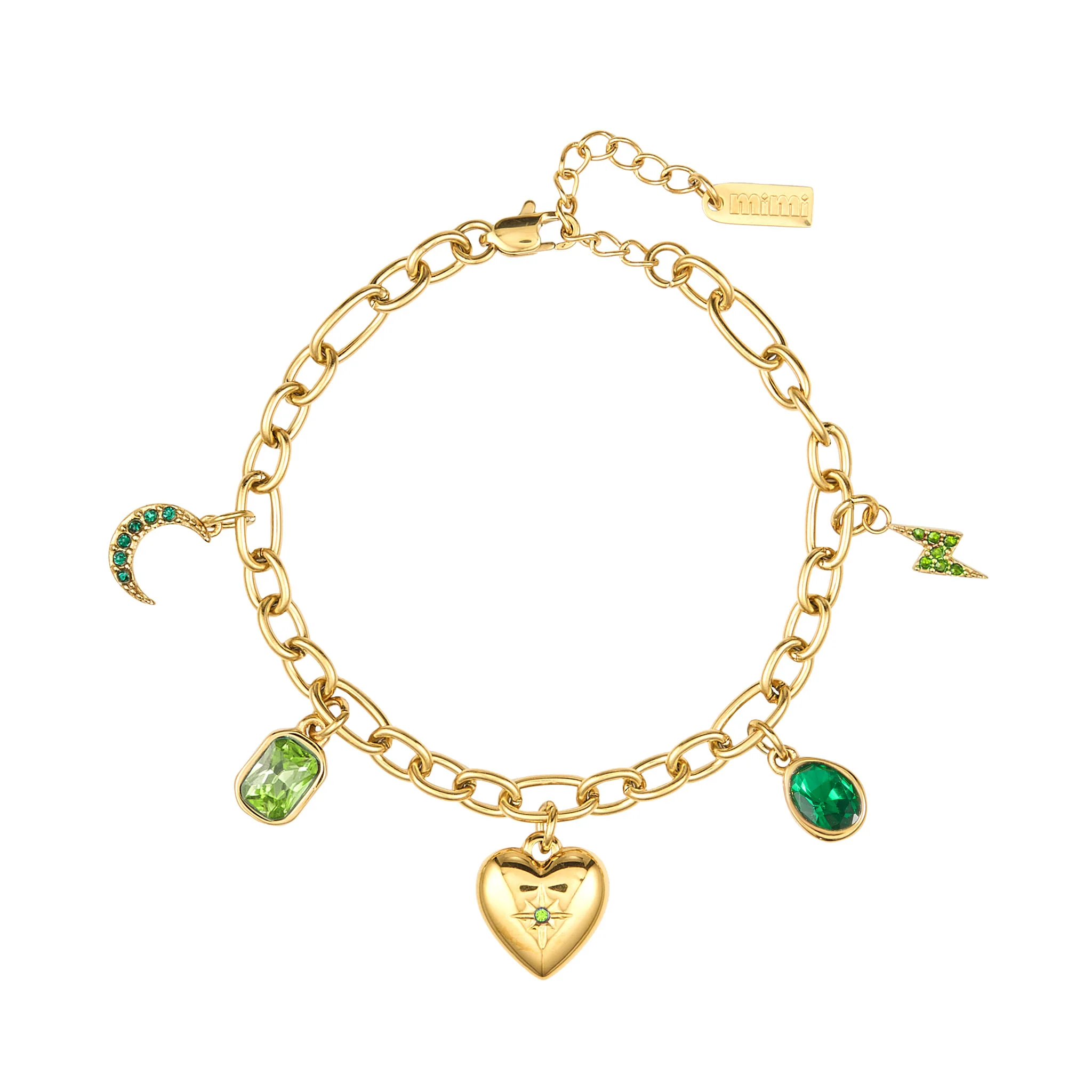 Daisy Gold Green Charm Bracelet