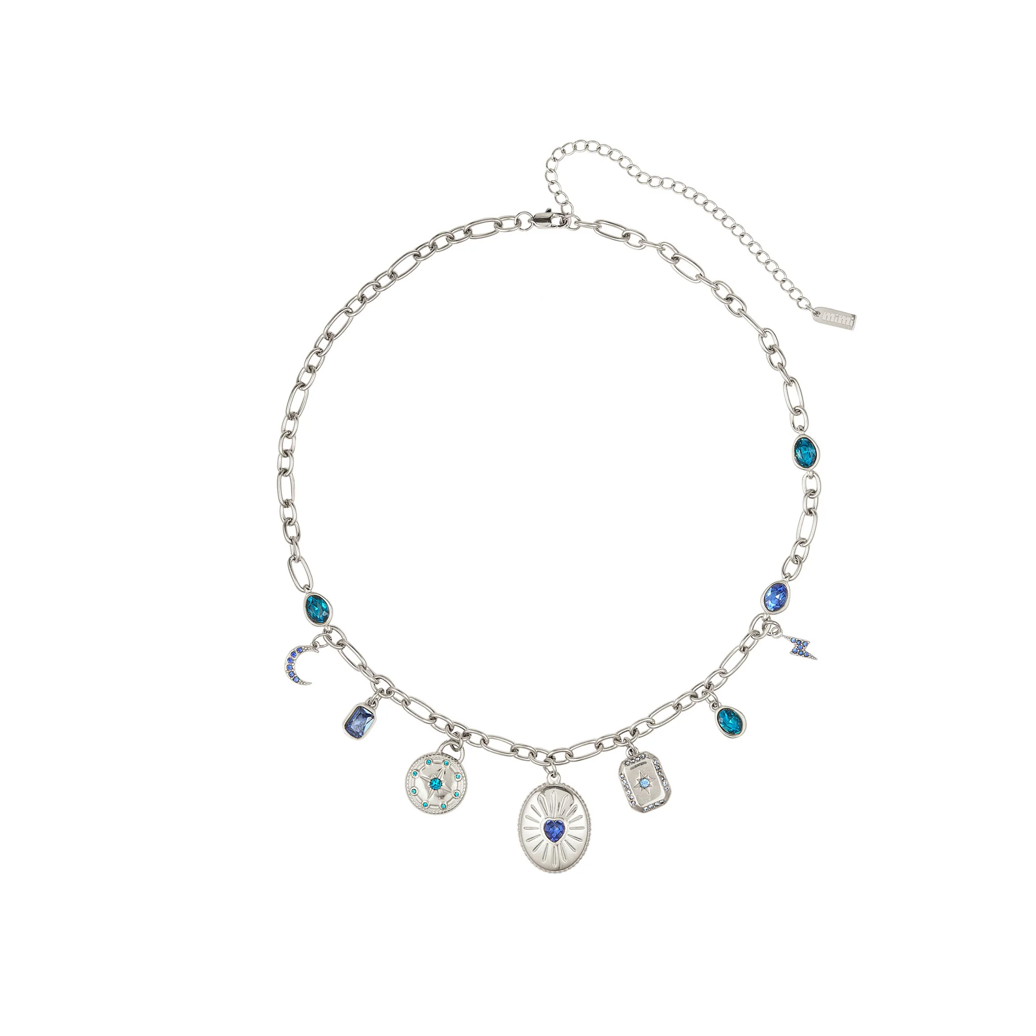 Etalie Silver Blue Charm Necklace