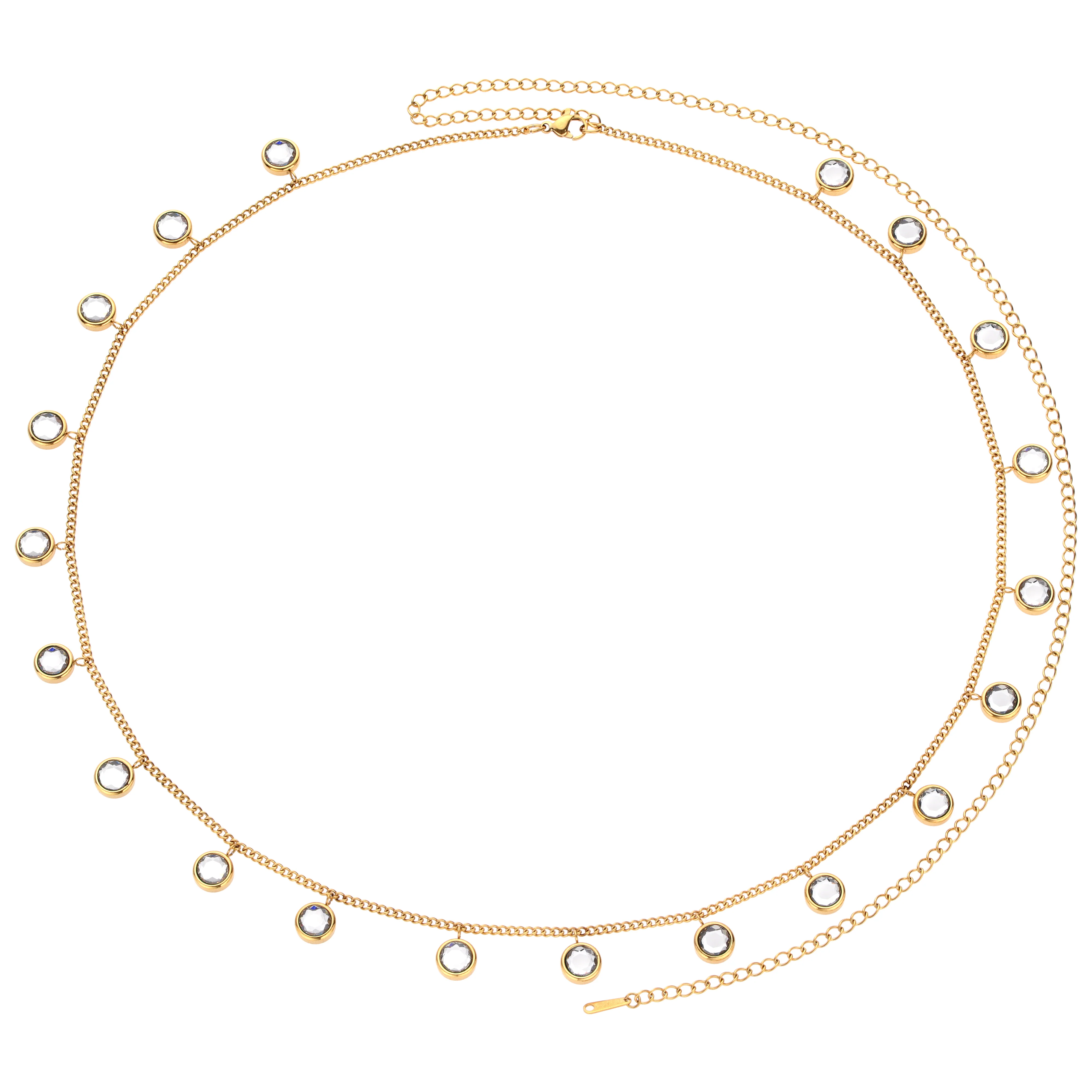 The Faiza Hoops & Ivy Belly Chain Gold Crystal Stacking Set - Image 3