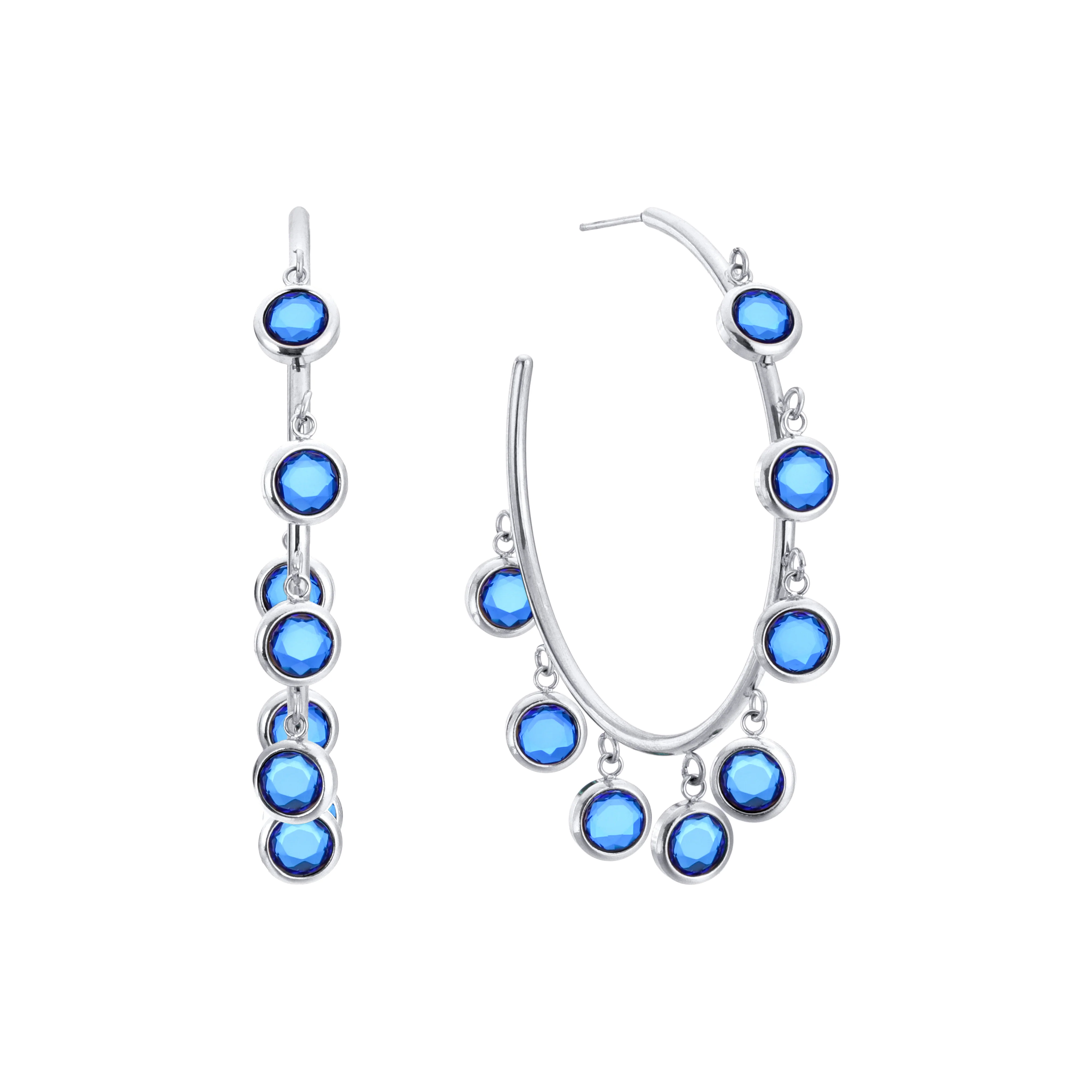 The Faiza Hoops & Ivy Belly Chain Silver Blue Stacking Set - Image 2