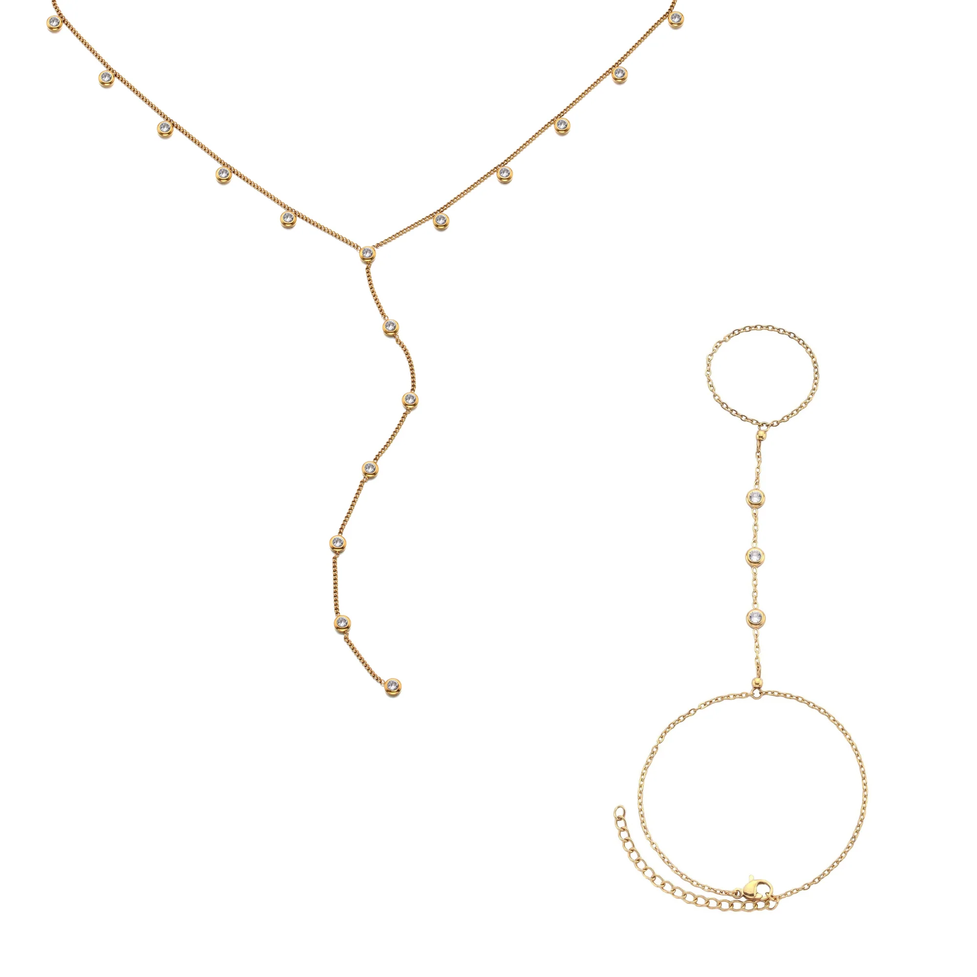 The India & Madeleine Gold Crystal Stacking Set