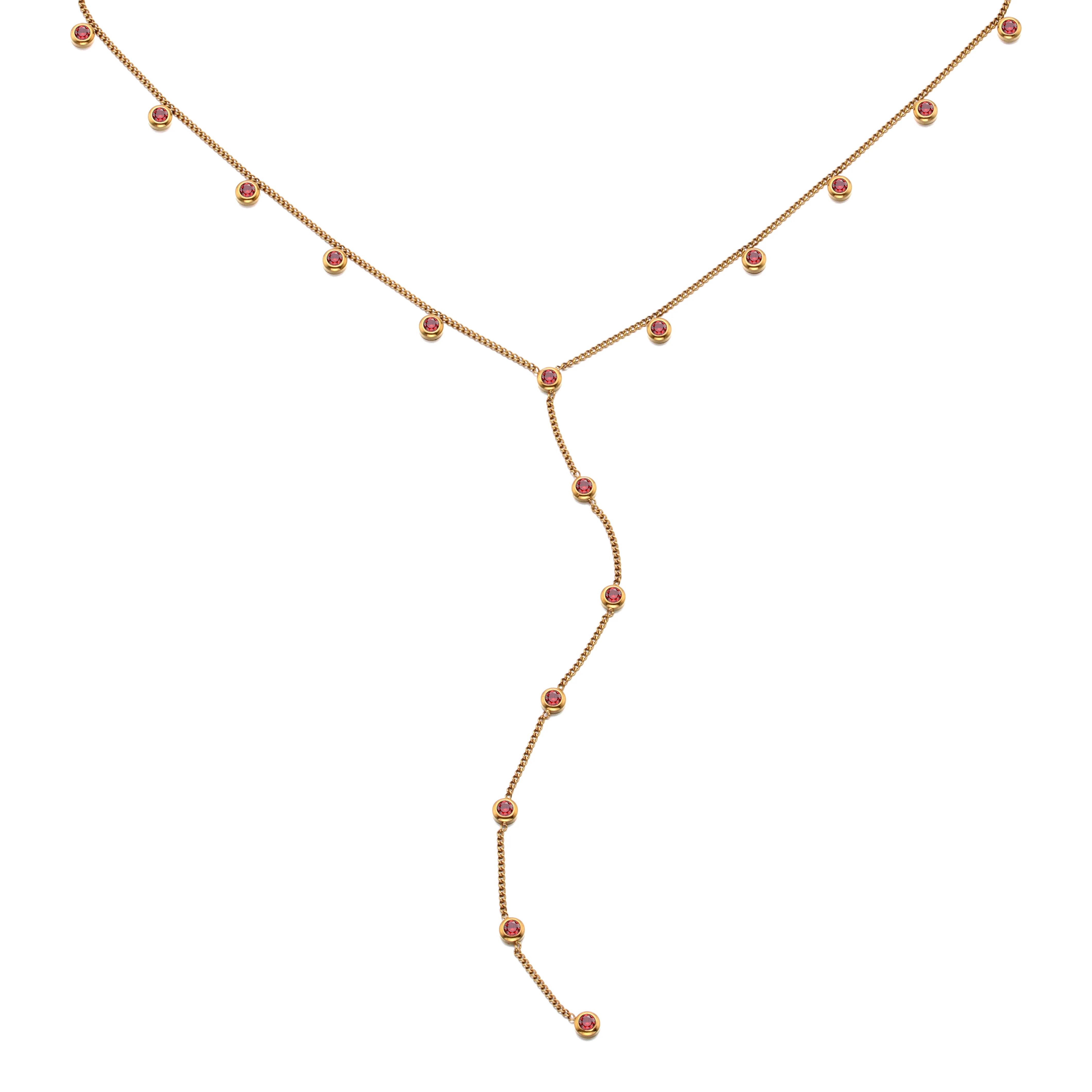 India Gold Red Droplet Necklace - Image 2