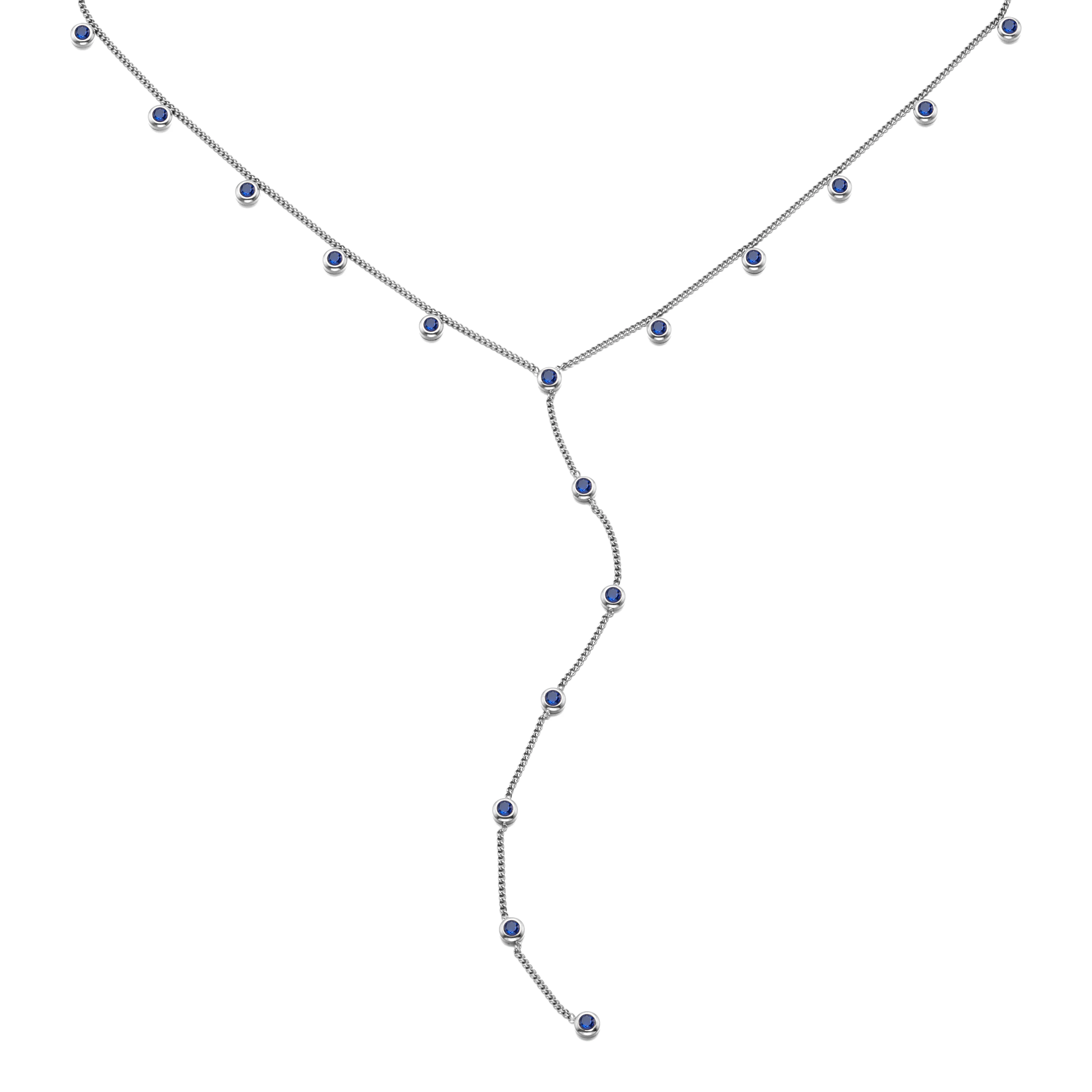 India Silver Blue Droplet Necklace - Image 2