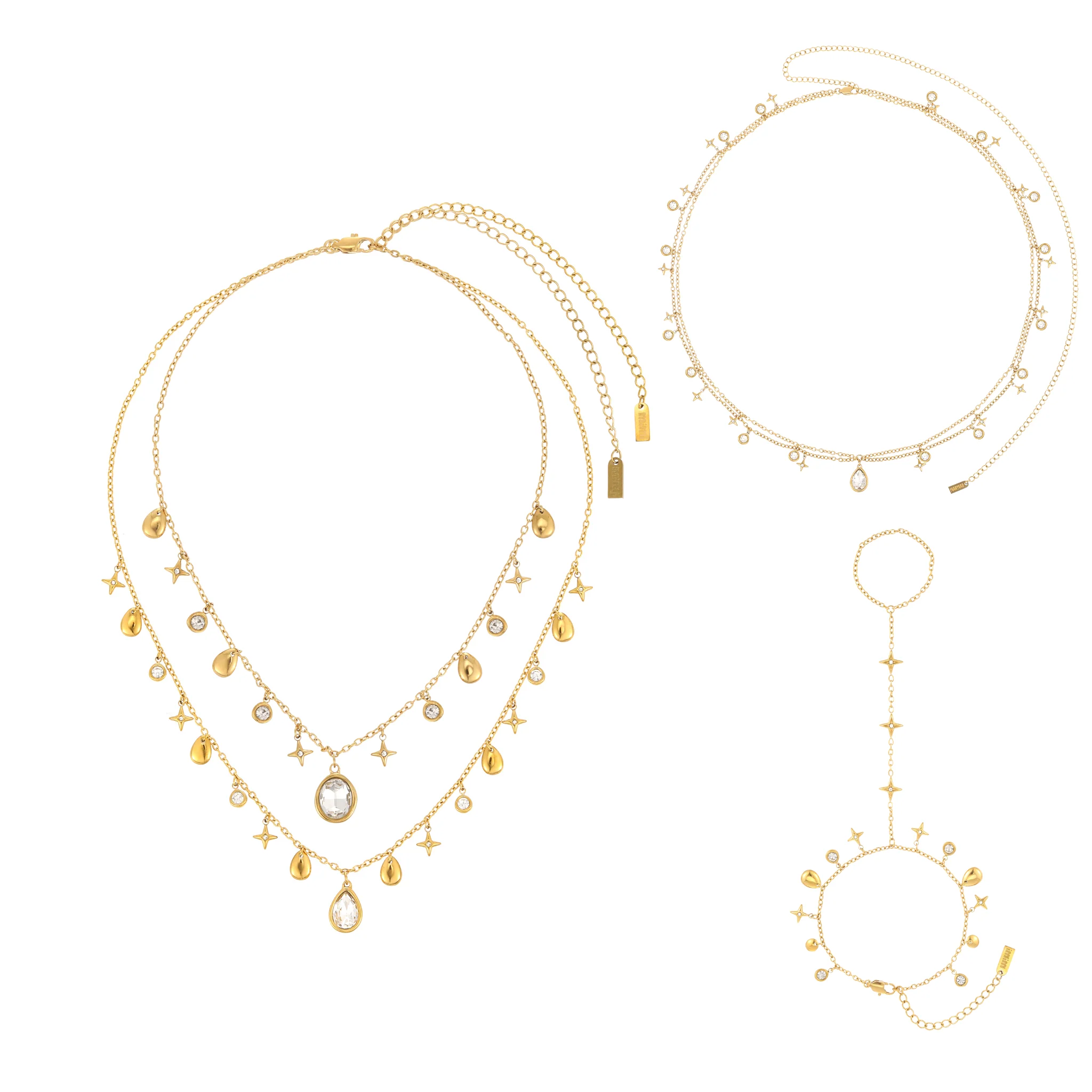 The Kezia, Florence, Lara & Ariella Gold Crystal Stacking Set