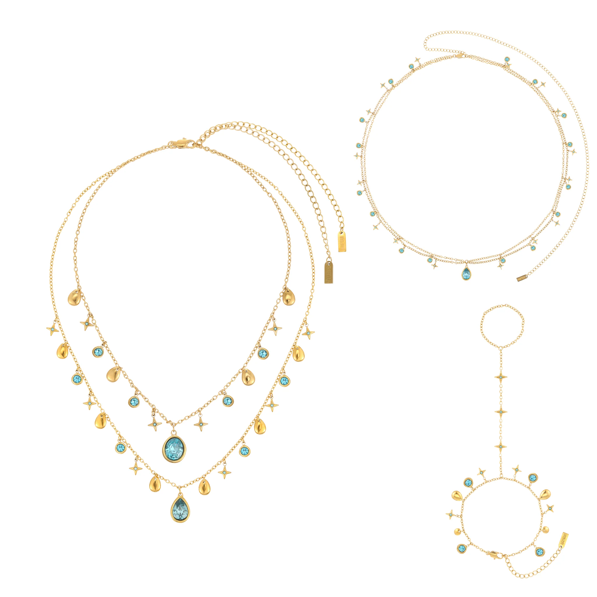 The Kezia, Florence, Lara & Ariella Gold Turquoise Stacking Set
