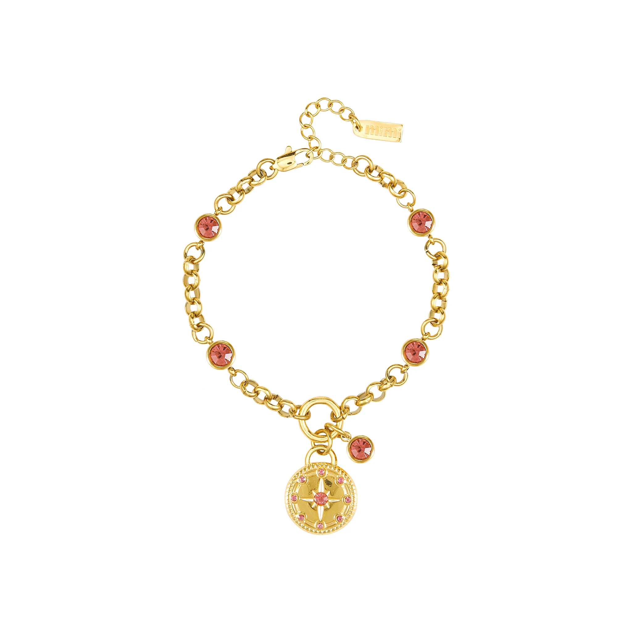 Gigi Gold Pink Charm Bracelet