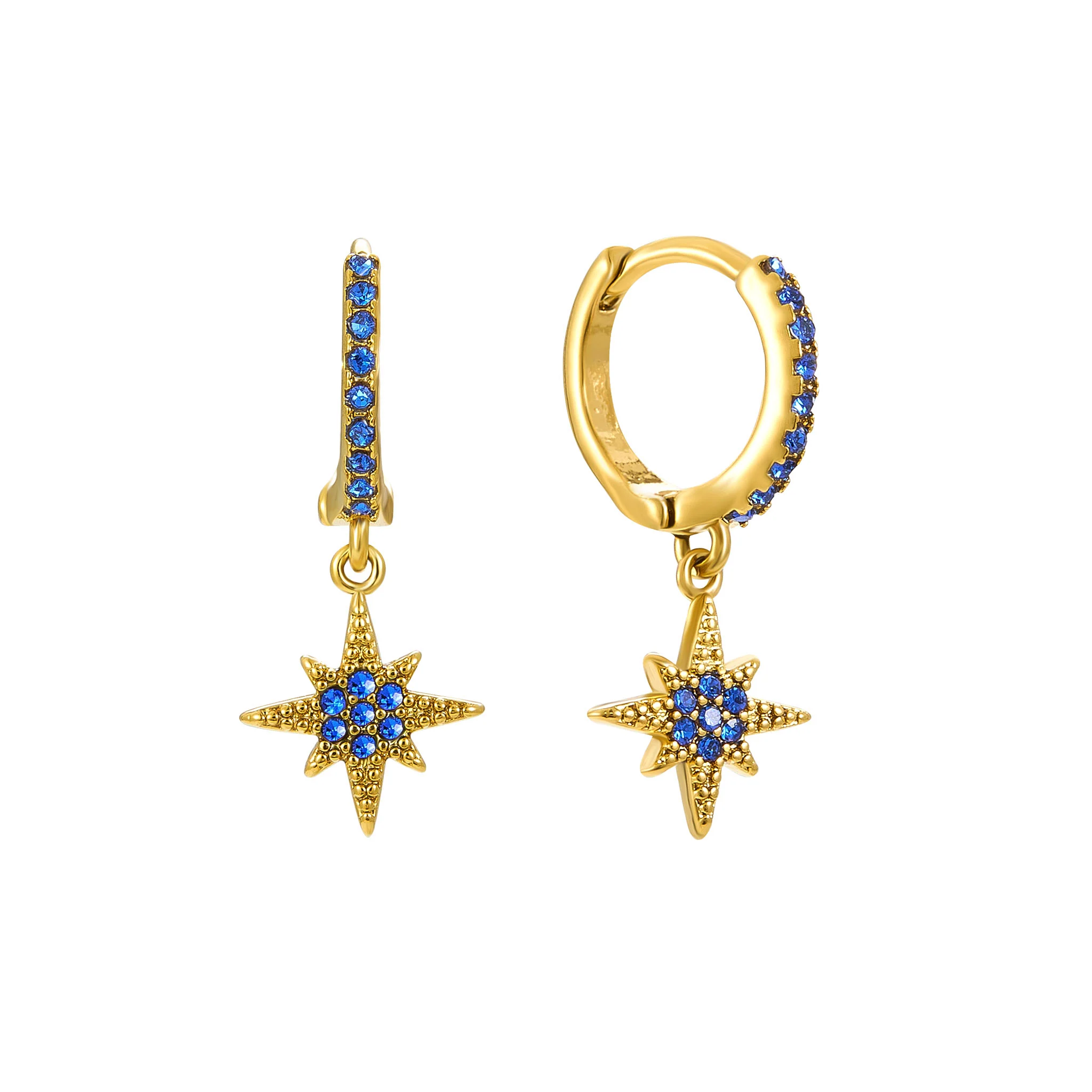 Cosima Gold Blue Star Huggie Earrings
