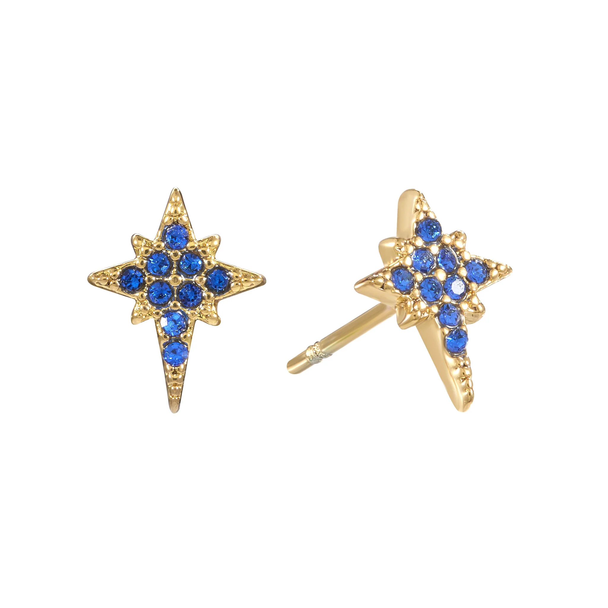 The Romilly, Cosima Huggie & Cosima Stud Gold Blue Stacking Set - Image 4