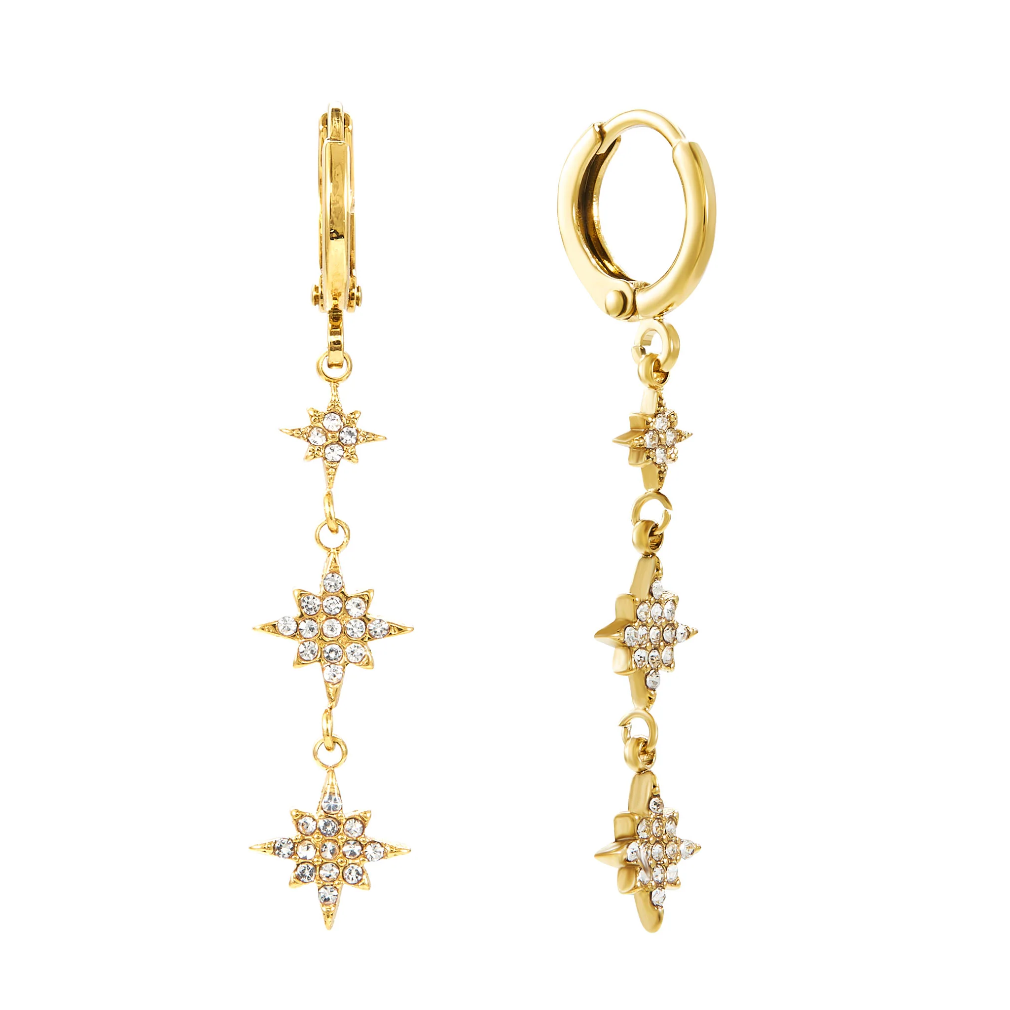 The Romilly, Cosima Huggie & Cosima Stud Gold Crystal Stacking Set - Image 2