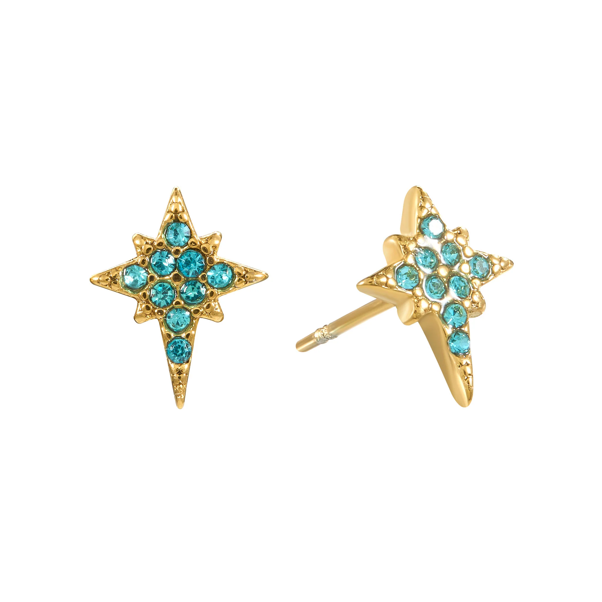 Cosima Gold Turquoise Star Stud Earrings