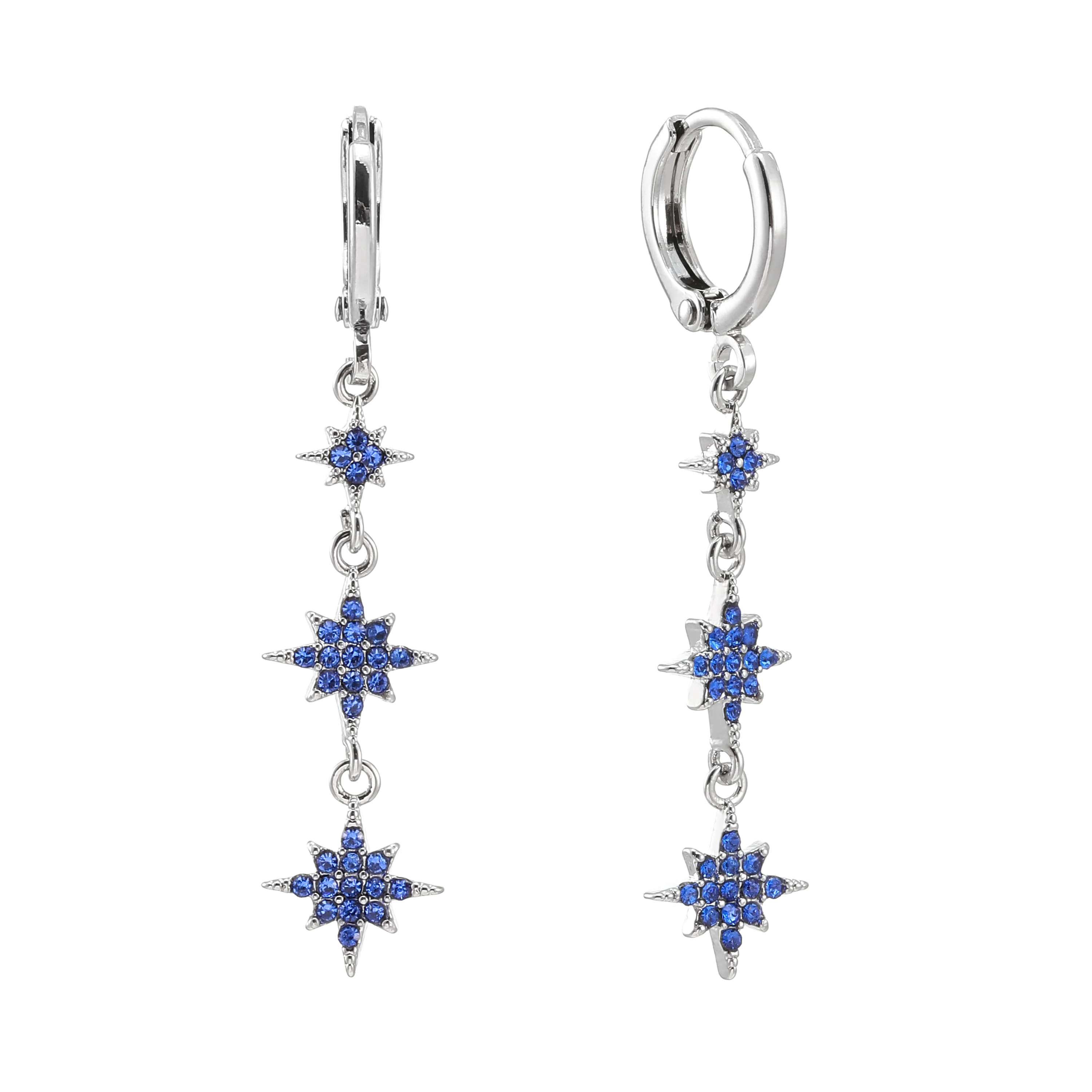 The Romilly, Cosima Huggie & Cosima Stud Silver Blue Stacking Set - Image 2