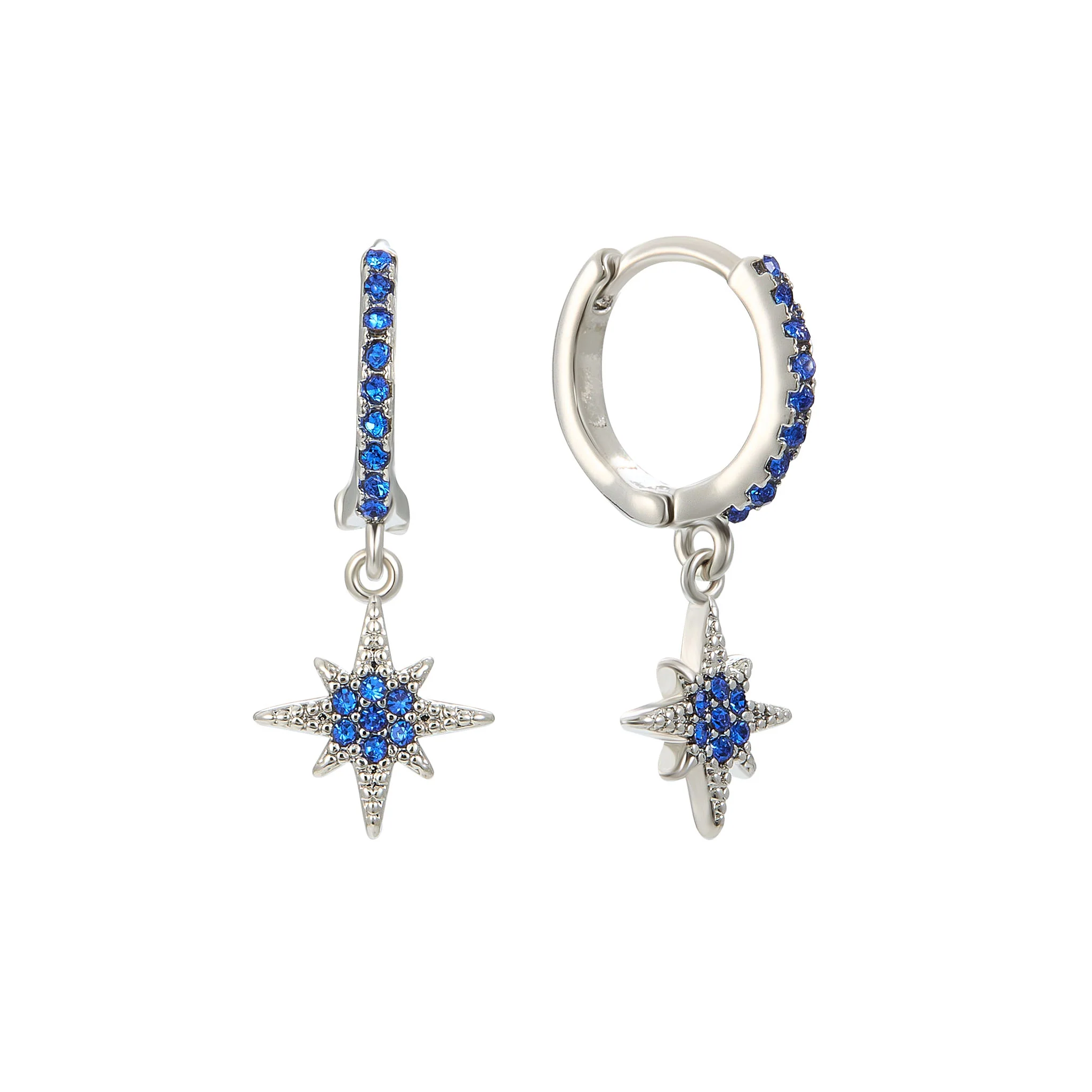 Cosima Silver Blue Star Huggie Earrings