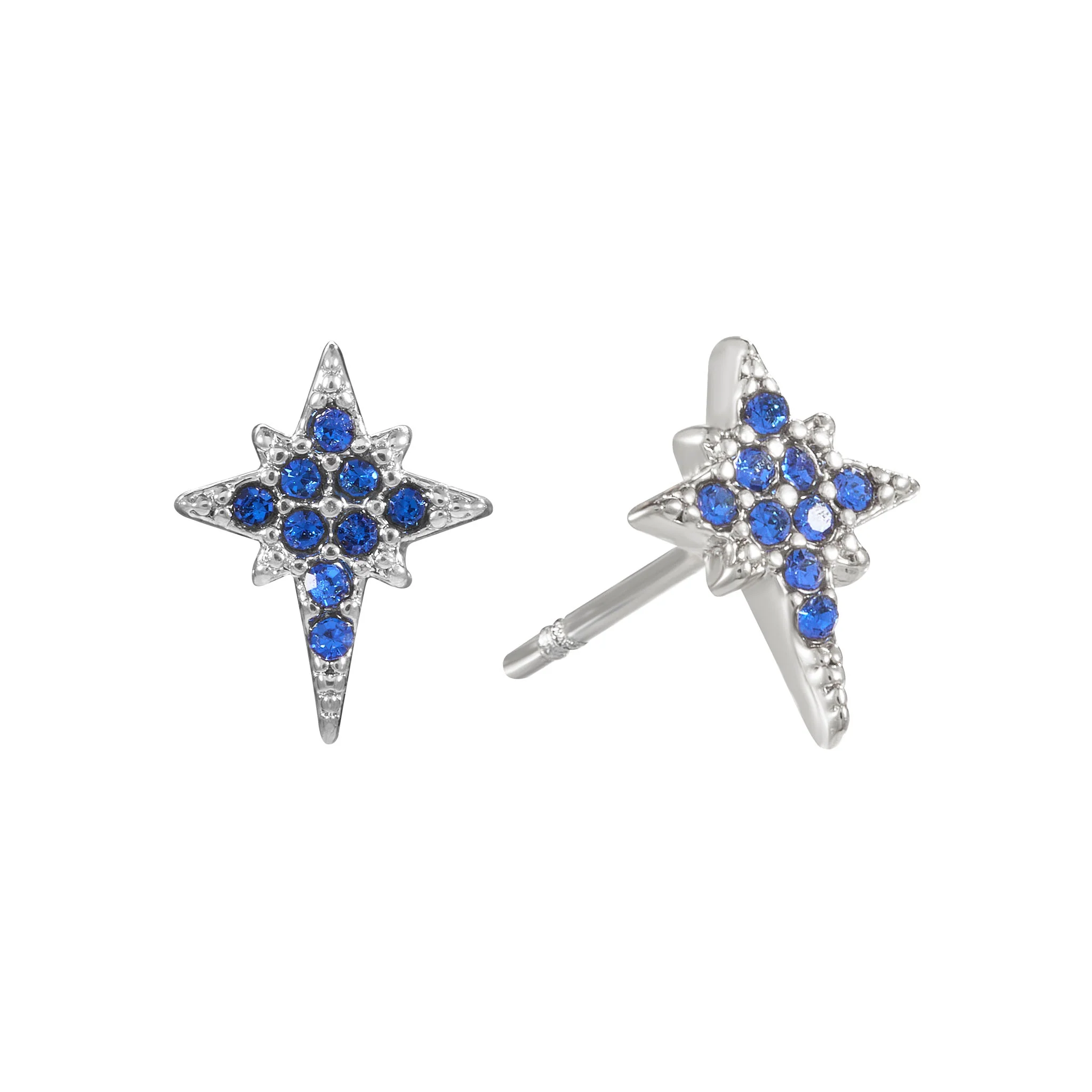 The Romilly, Cosima Huggie & Cosima Stud Silver Blue Stacking Set - Image 4