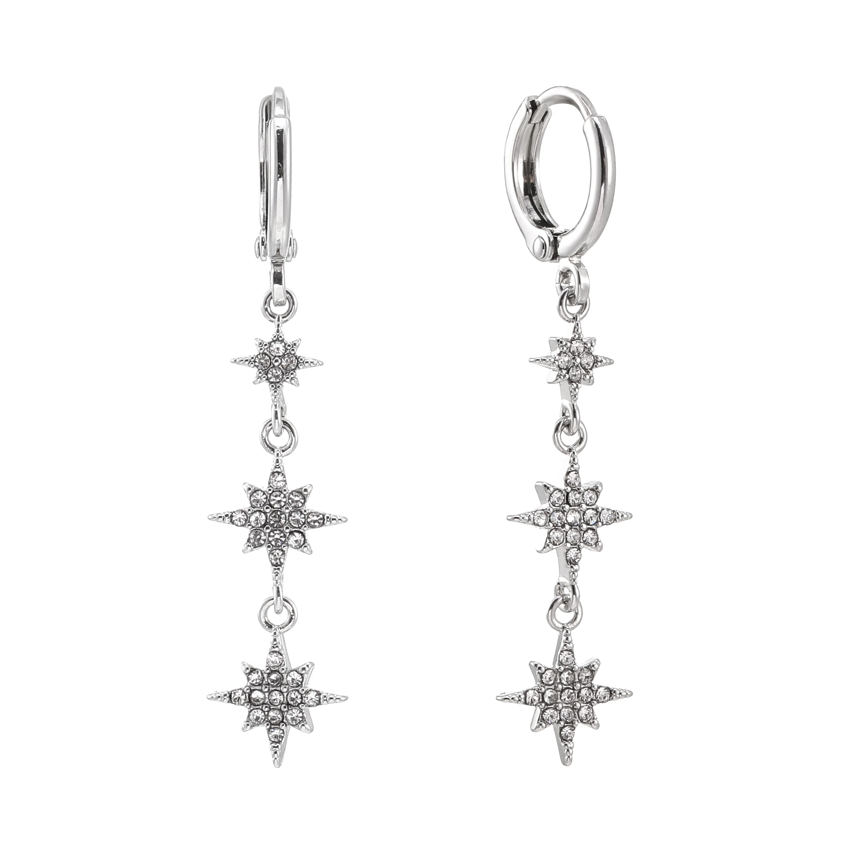 The Romilly, Cosima Huggie & Cosima Stud Silver Crystal Stacking Set - Image 2