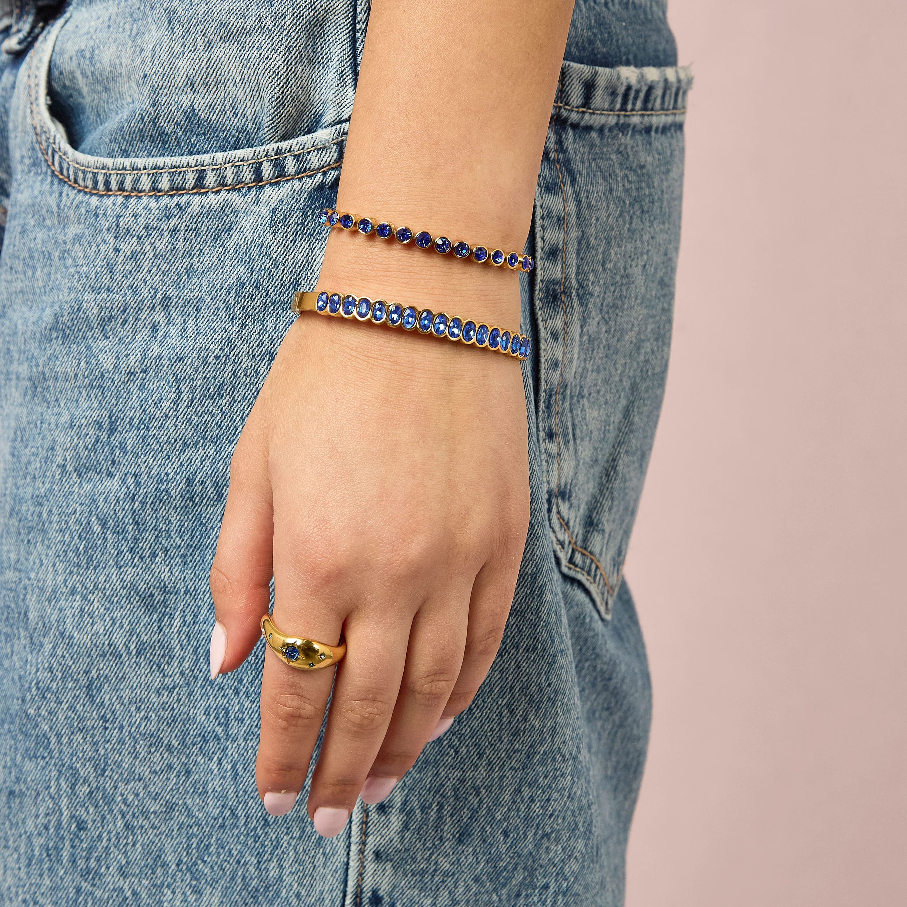 Tomi Gold Blue Tennis Bracelet - Image 4