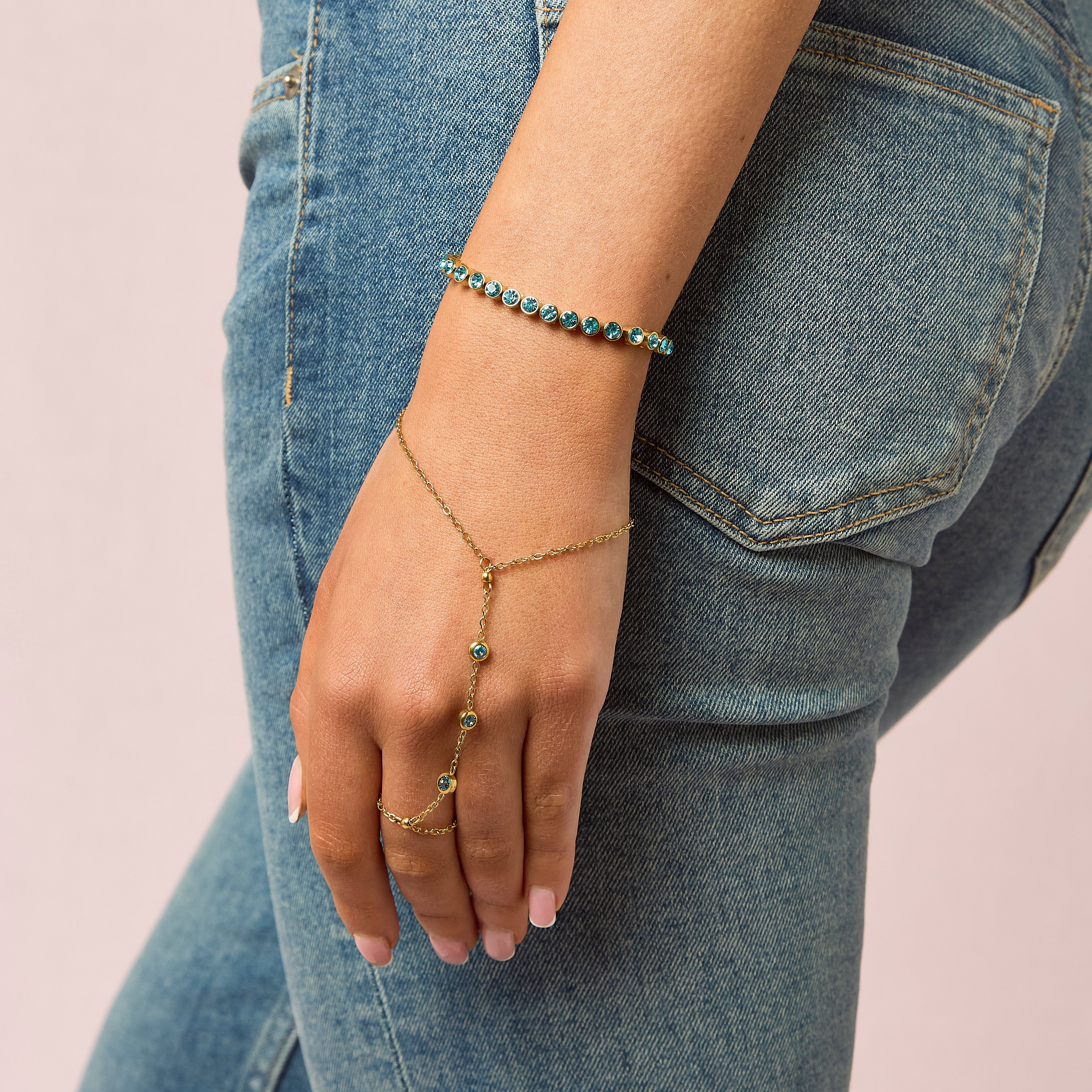 Tomi Gold Turquoise Tennis Bracelet - Image 3