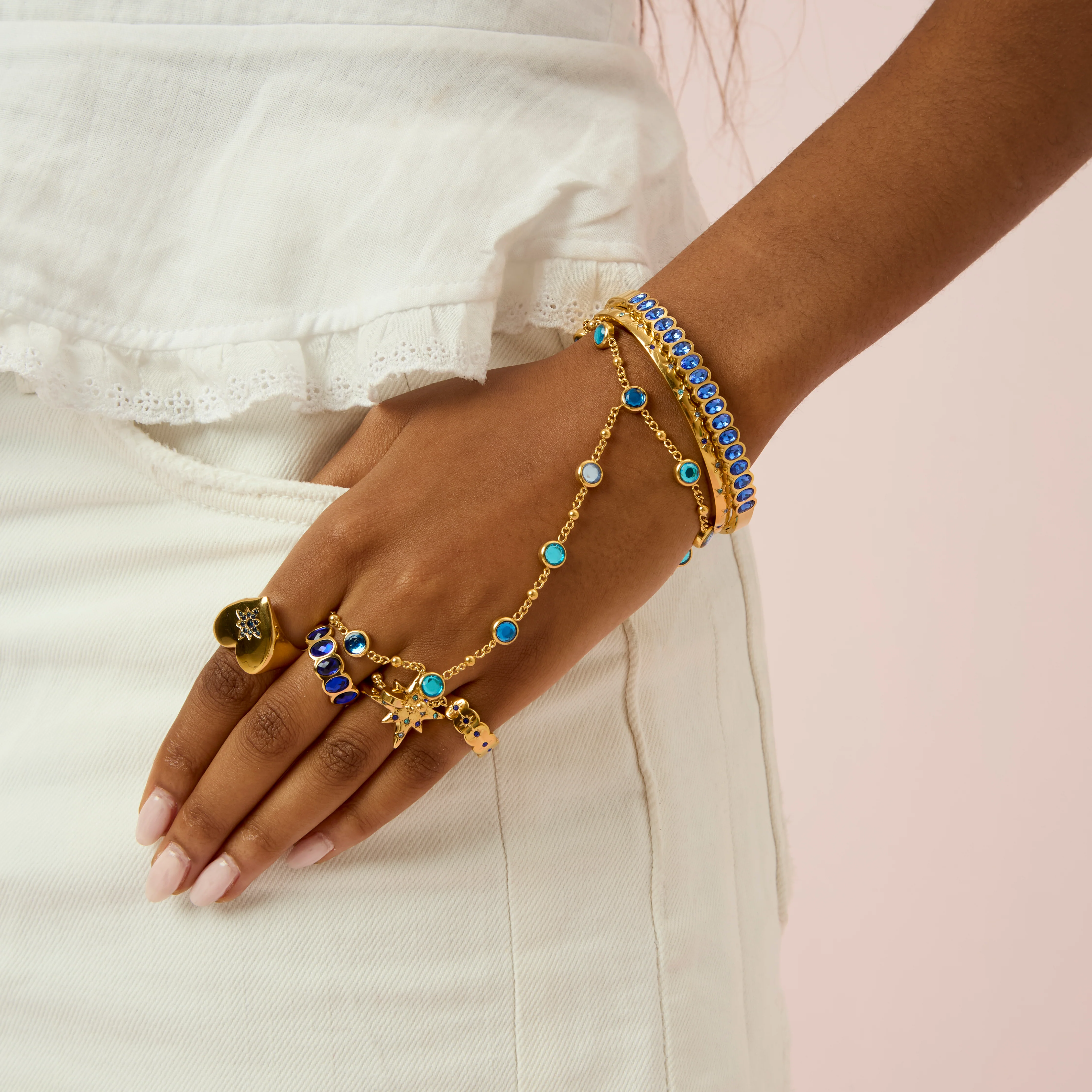 Tshenolo Gold Blue Hand Chain - Image 2