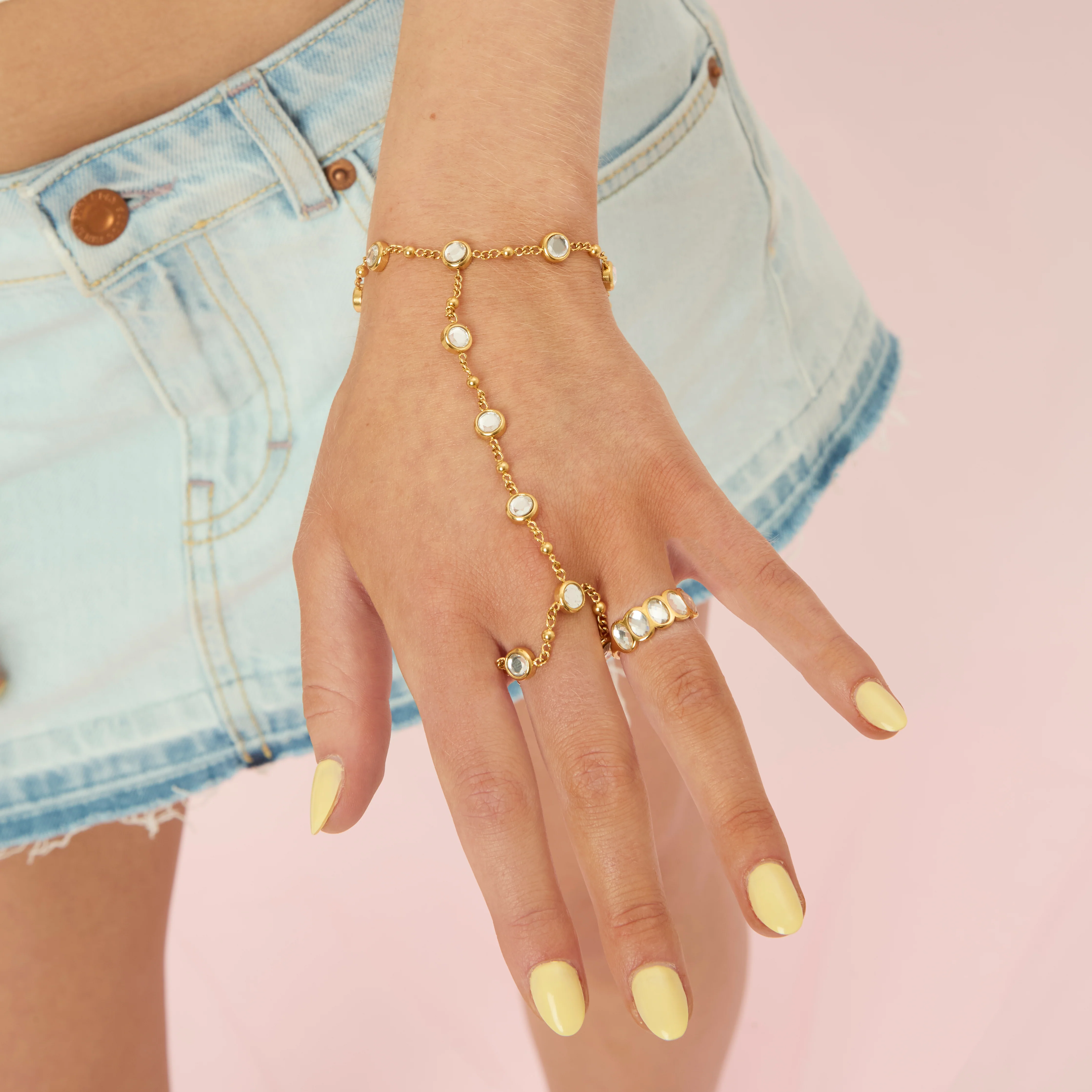 Tshenolo Gold Crystal Hand Chain - Image 2