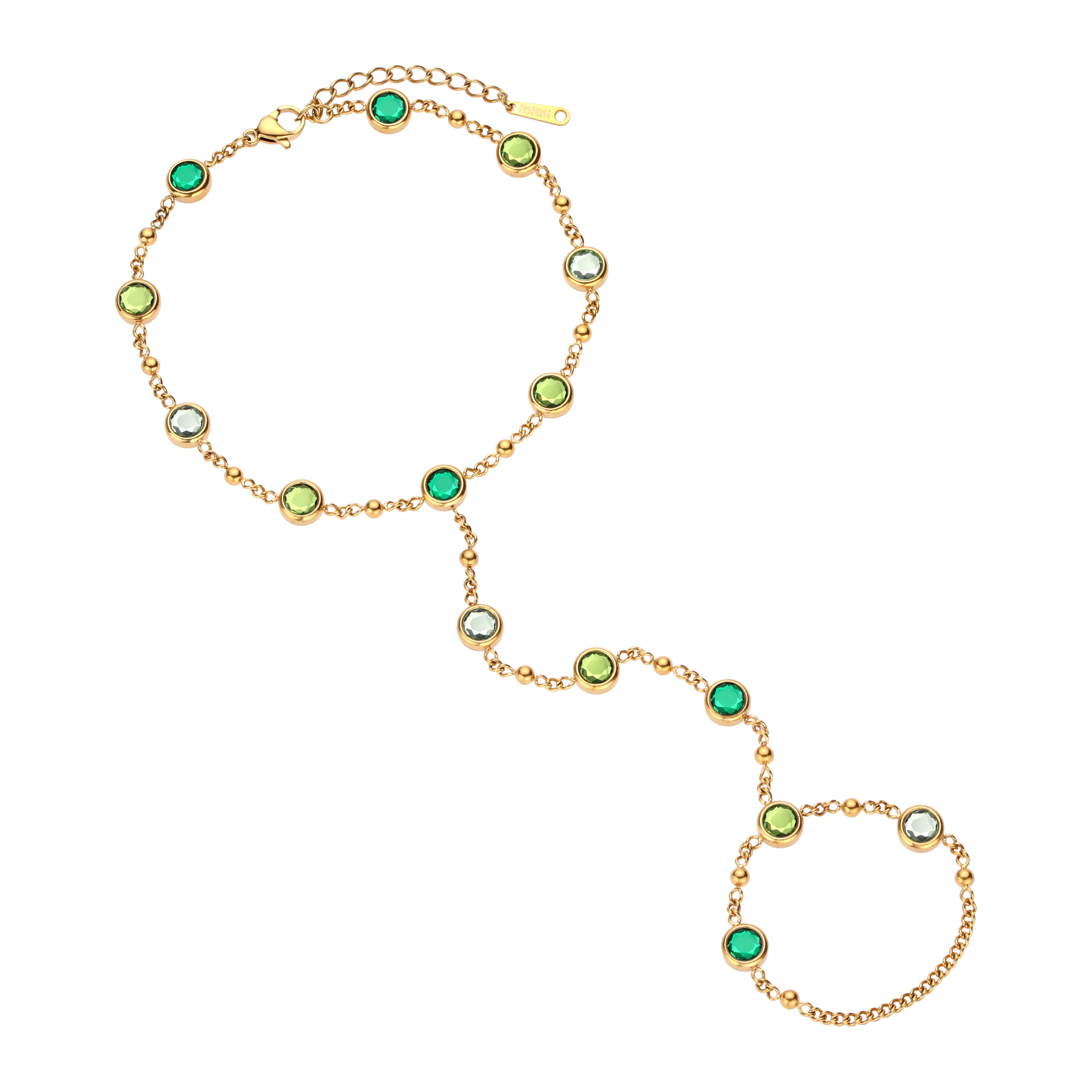 Tshenolo Gold Green Hand Chain