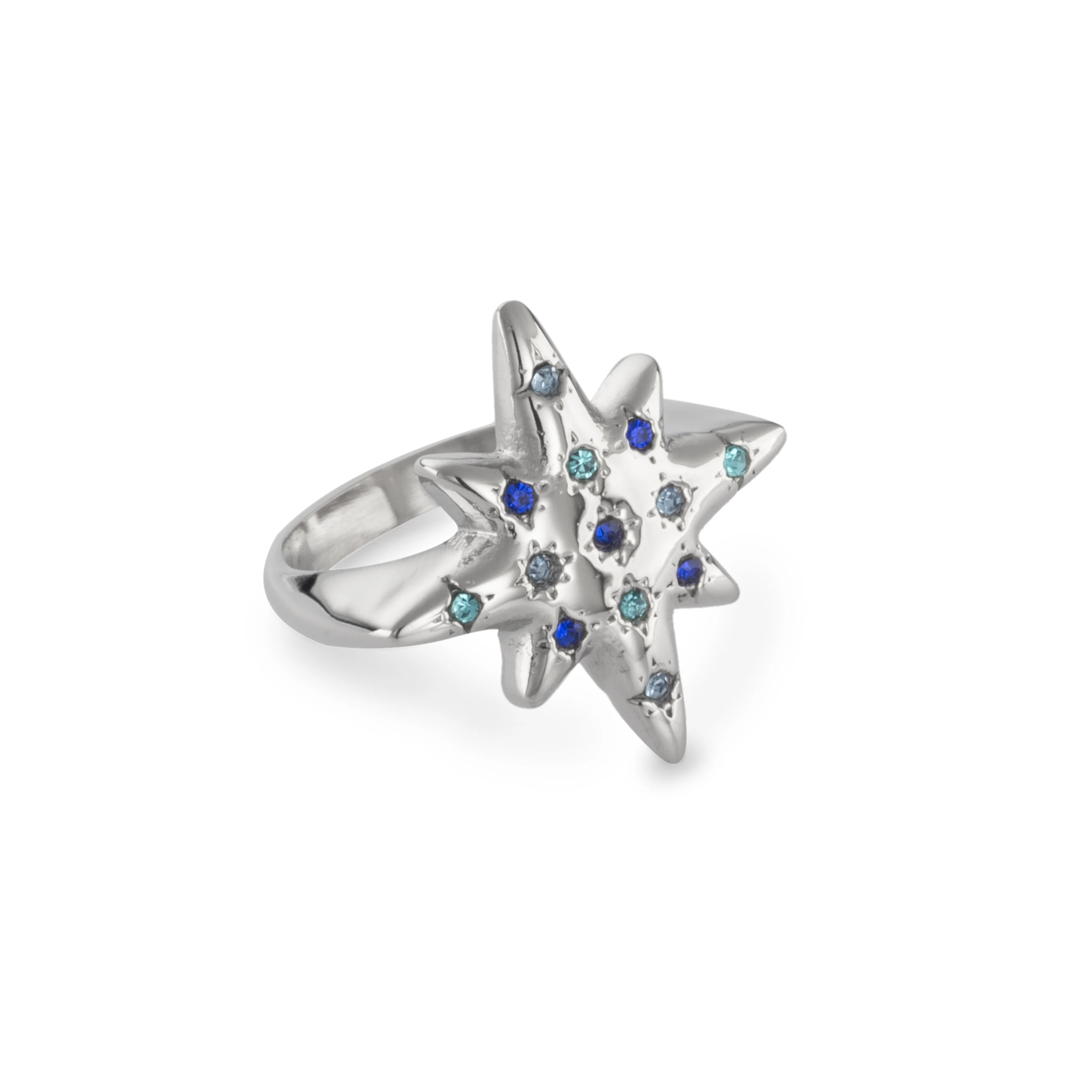 Willow Silver Multi-Blue Chunky Star Ring
