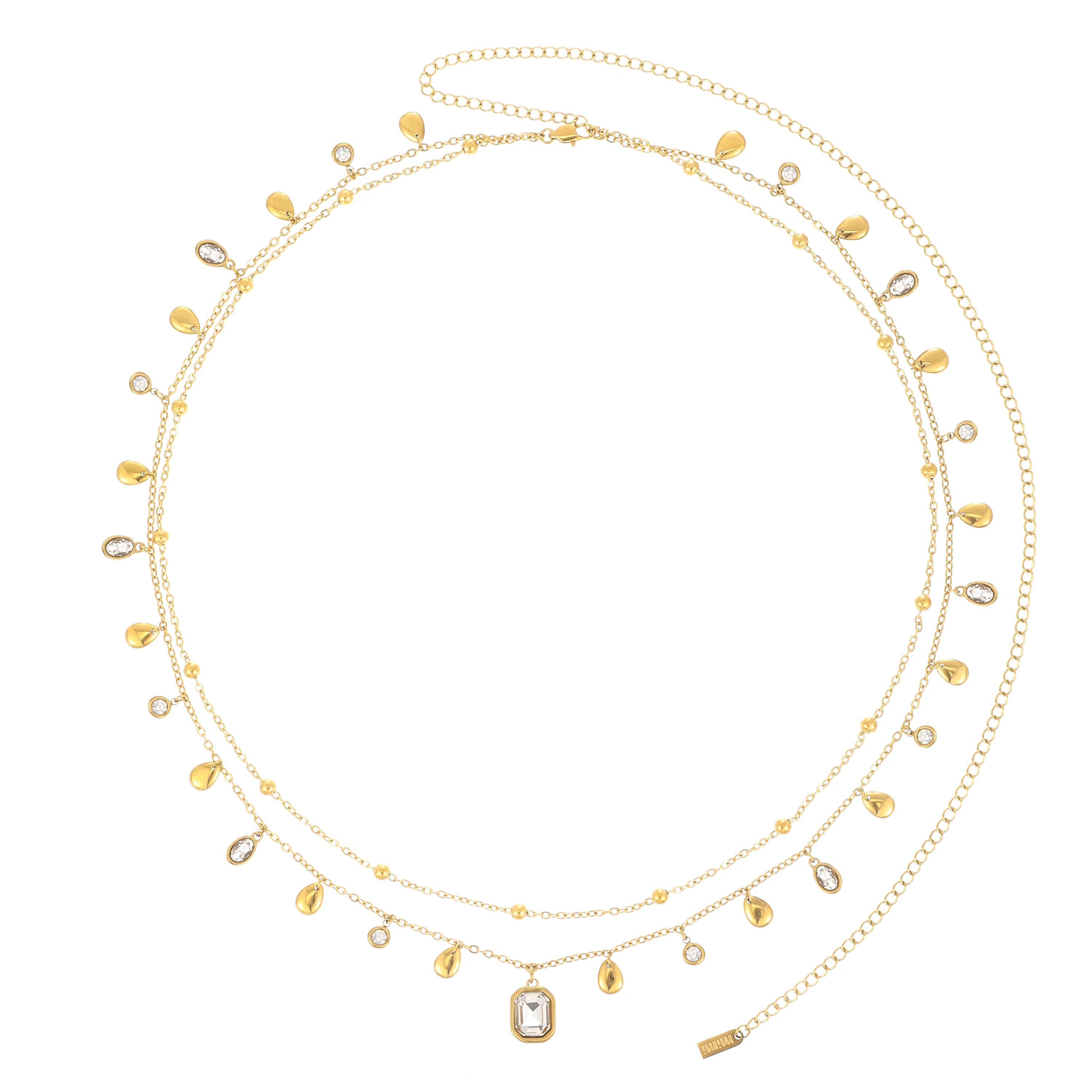 Ysabelle Gold Crystal Double Droplet Stacking Belly Chain